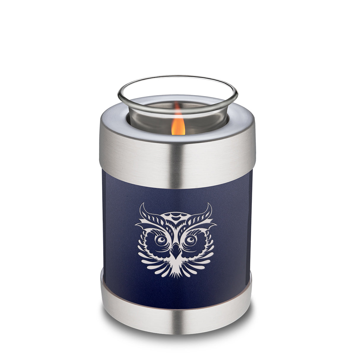 Candle Holder Embrace Cobalt Blue Owl Cremation Urn