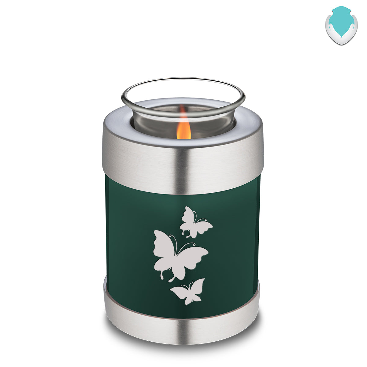 Candle Holder Green Embrace Butterfly Cremation Urn