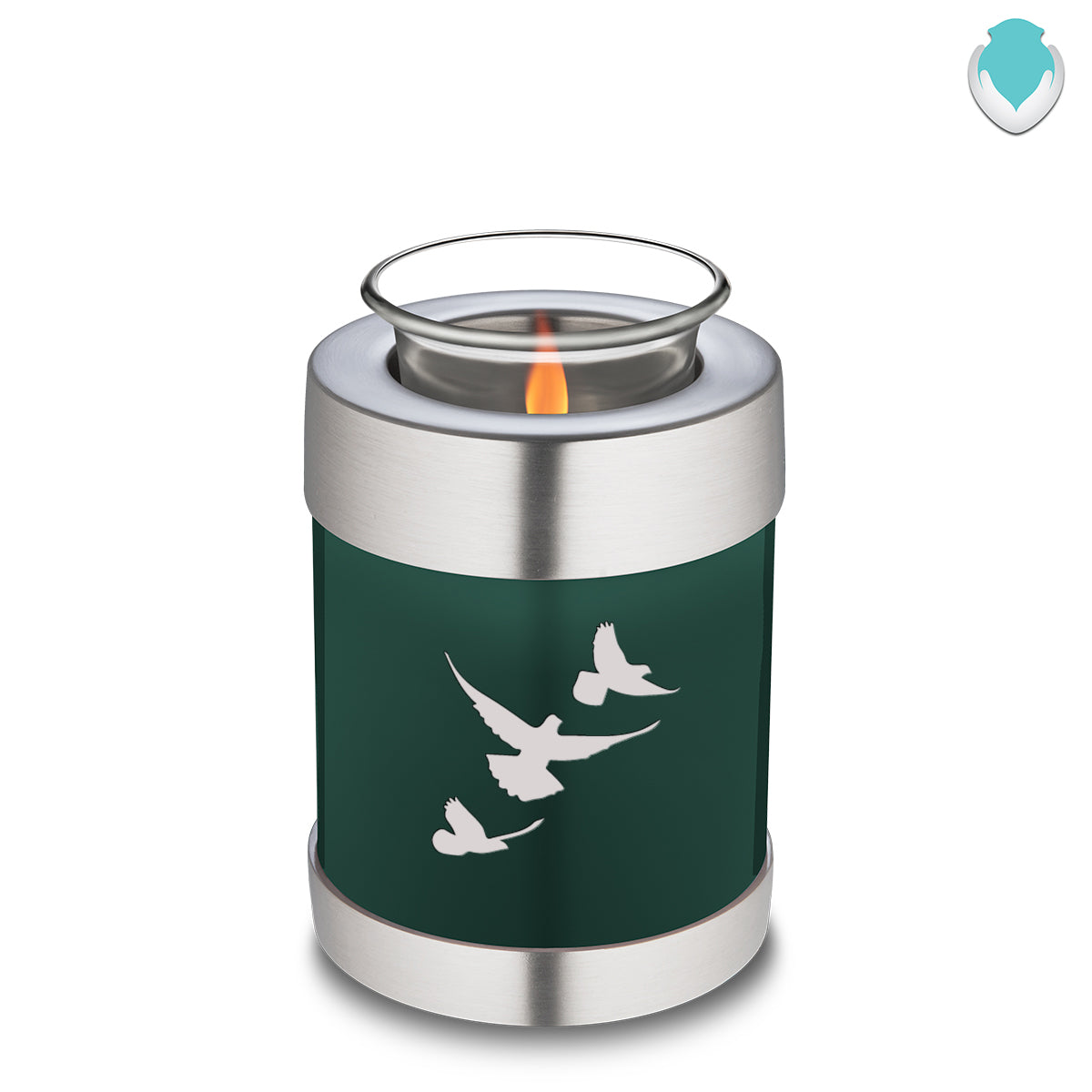 Candle Holder Embrace Green Doves Cremation Urn