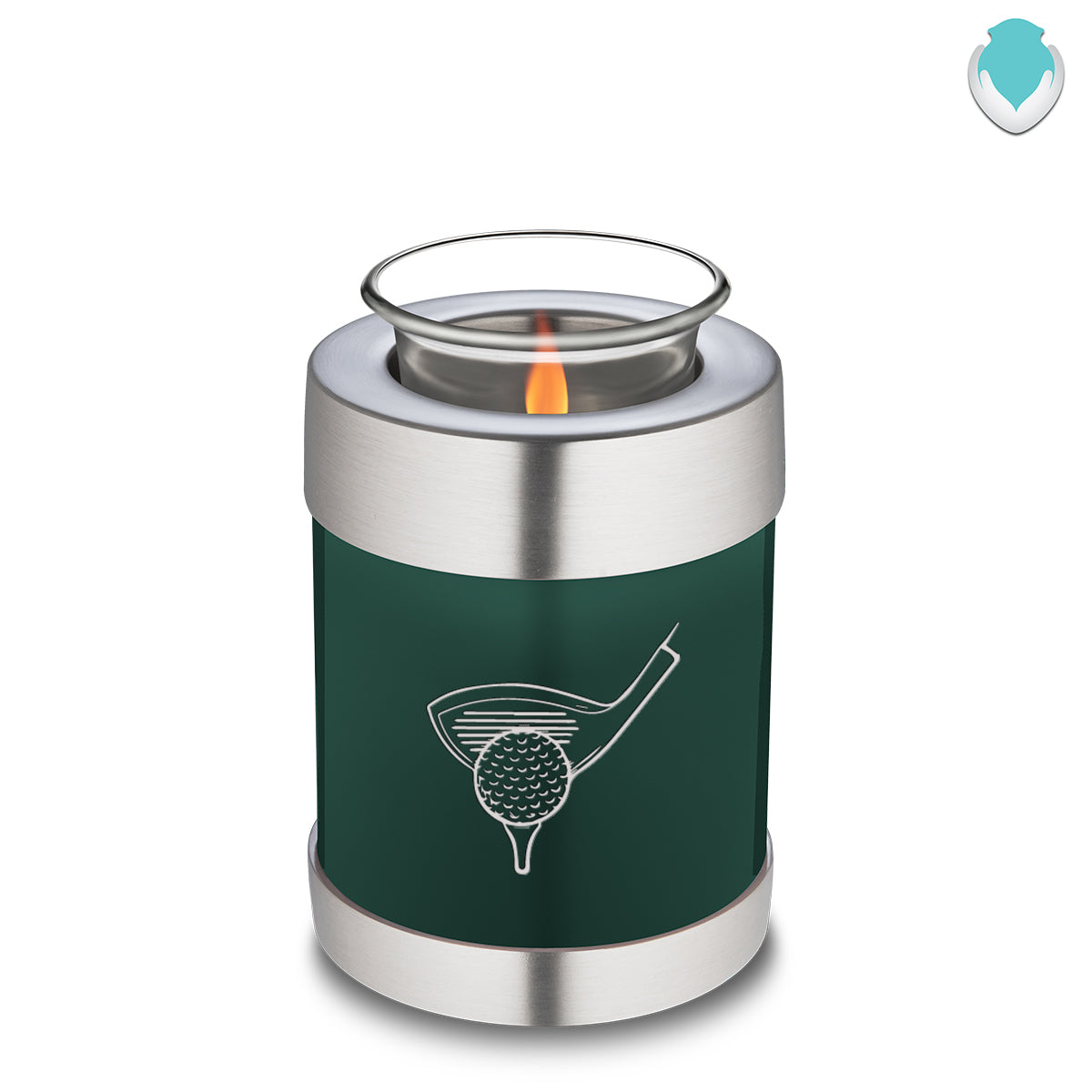 Candle Holder Embrace Green Golfer Cremation Urn