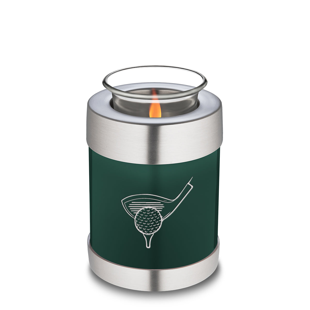 Candle Holder Embrace Green Golfer Cremation Urn