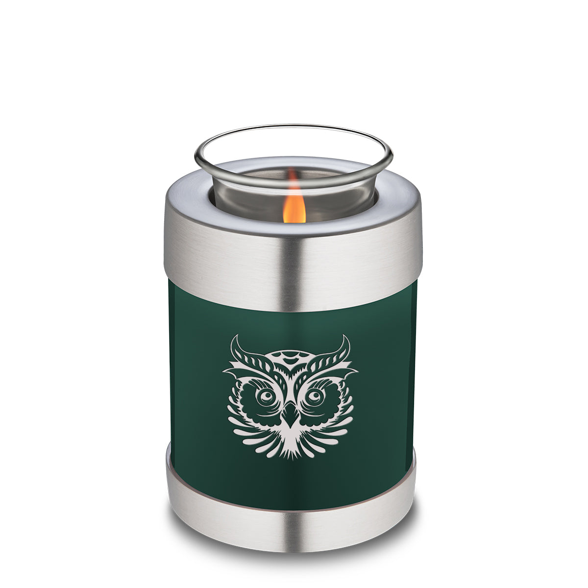 Candle Holder Embrace Green Owl Cremation Urn