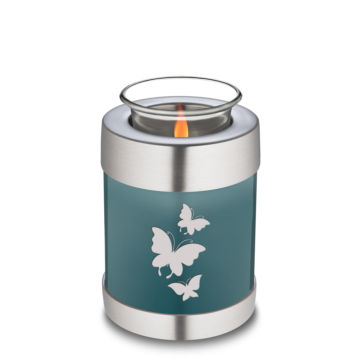 Candle Holder Embrace Teal Butterfly Cremation Urn