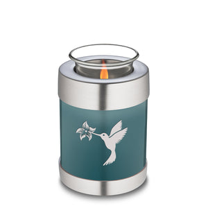 Candle Holder Embrace Teal Hummingbird Cremation Urn