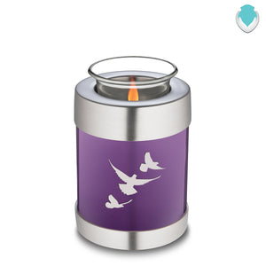 Candle Holder Embrace Purple Doves Cremation Urn