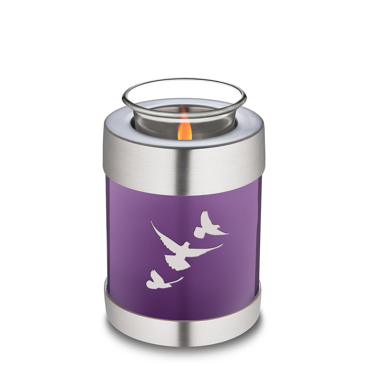 Candle Holder Embrace Purple Doves Cremation Urn