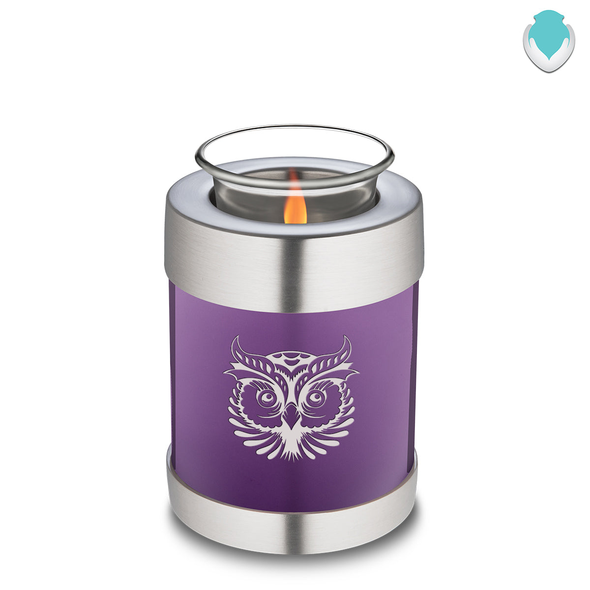 Candle Holder Embrace Purple Owl Cremation Urn
