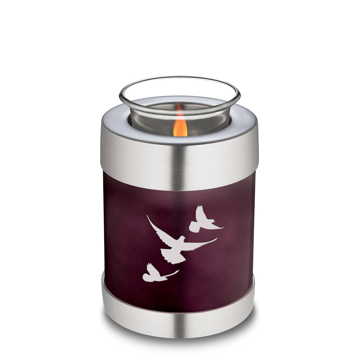 Candle Holder Embrace Doves Cherry Purple Cremation Urn