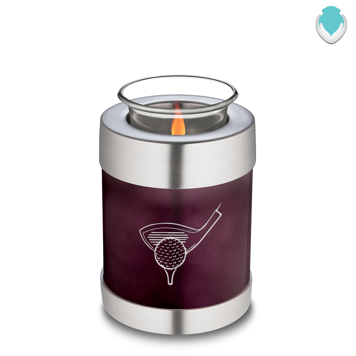 Candle Holder Embrace Golfer Cherry Purple Cremation Urn