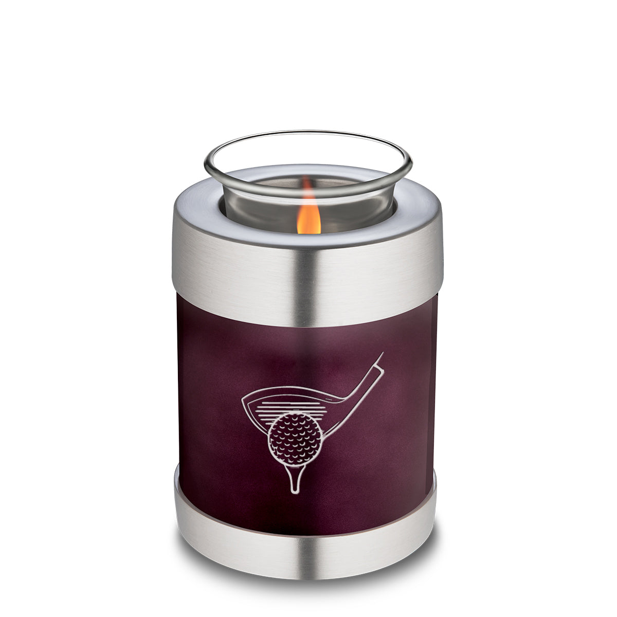 Candle Holder Embrace Golfer Cherry Purple Cremation Urn