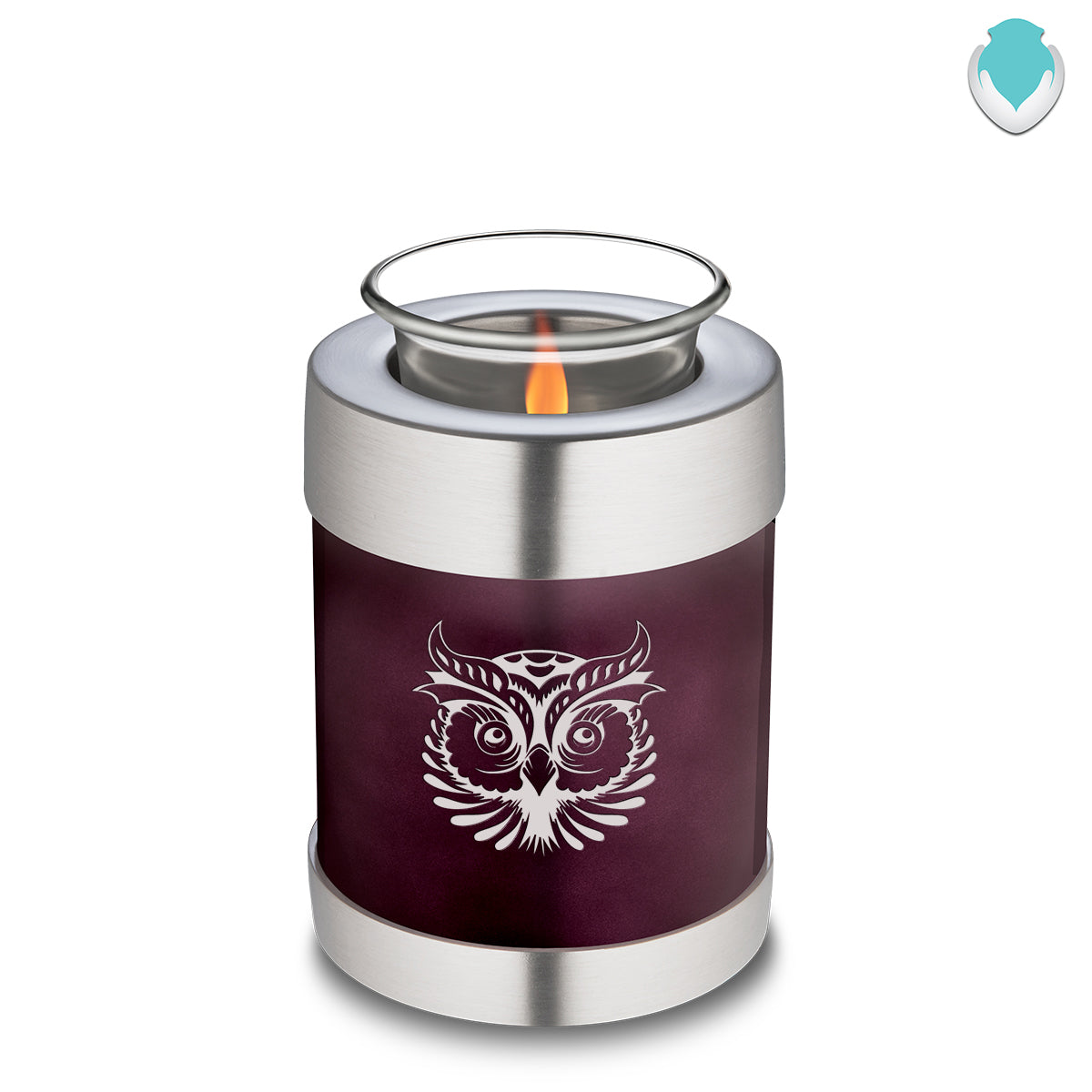 Candle Holder Embrace Owl Cherry Purple Cremation Urn